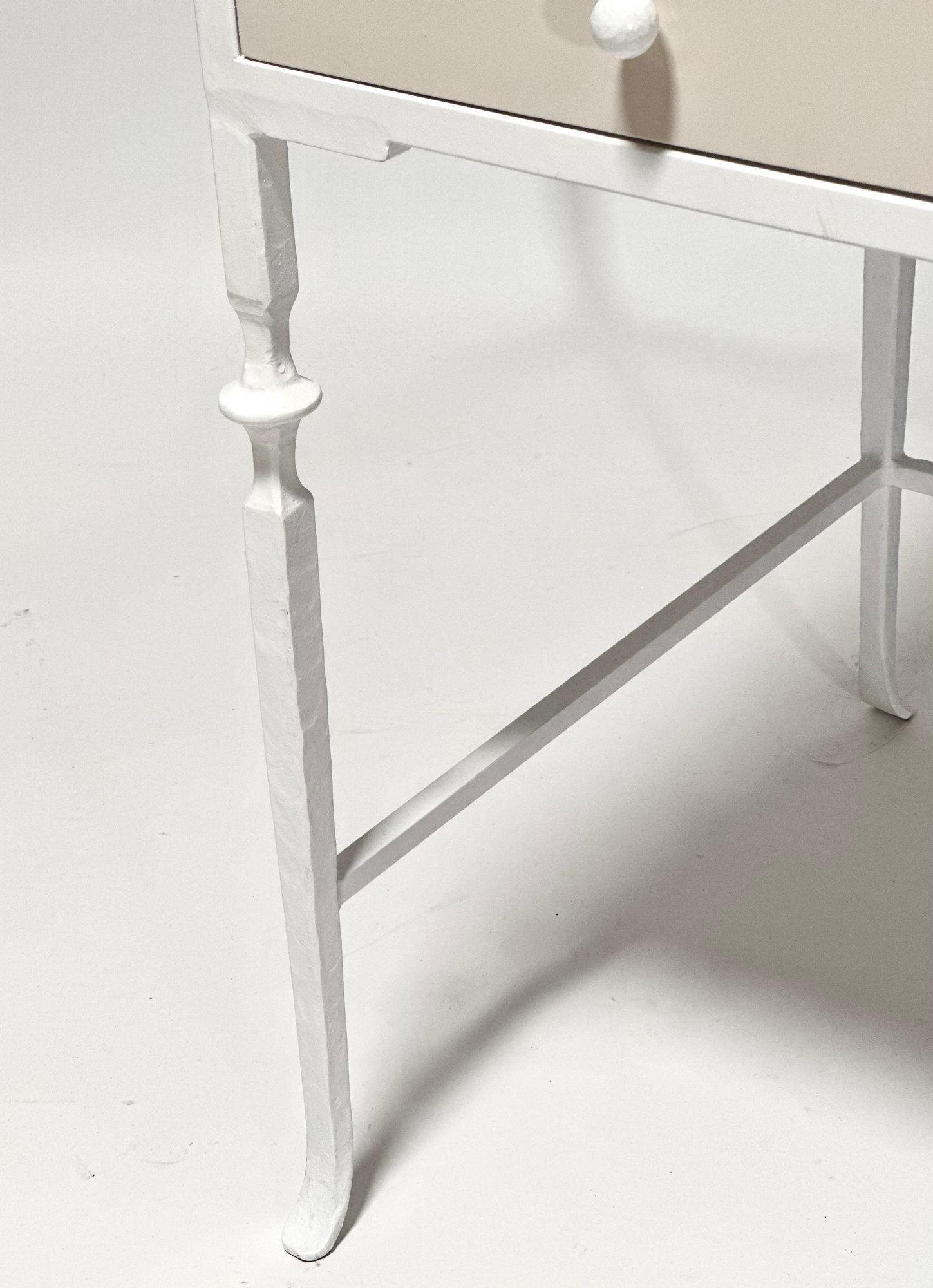 White Plastered Iron Desk Style of Giacometti, 1970 In Good Condition For Sale In Chicago, IL