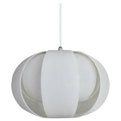 White Plastic and Chromed Metal Pendant, 1970s
