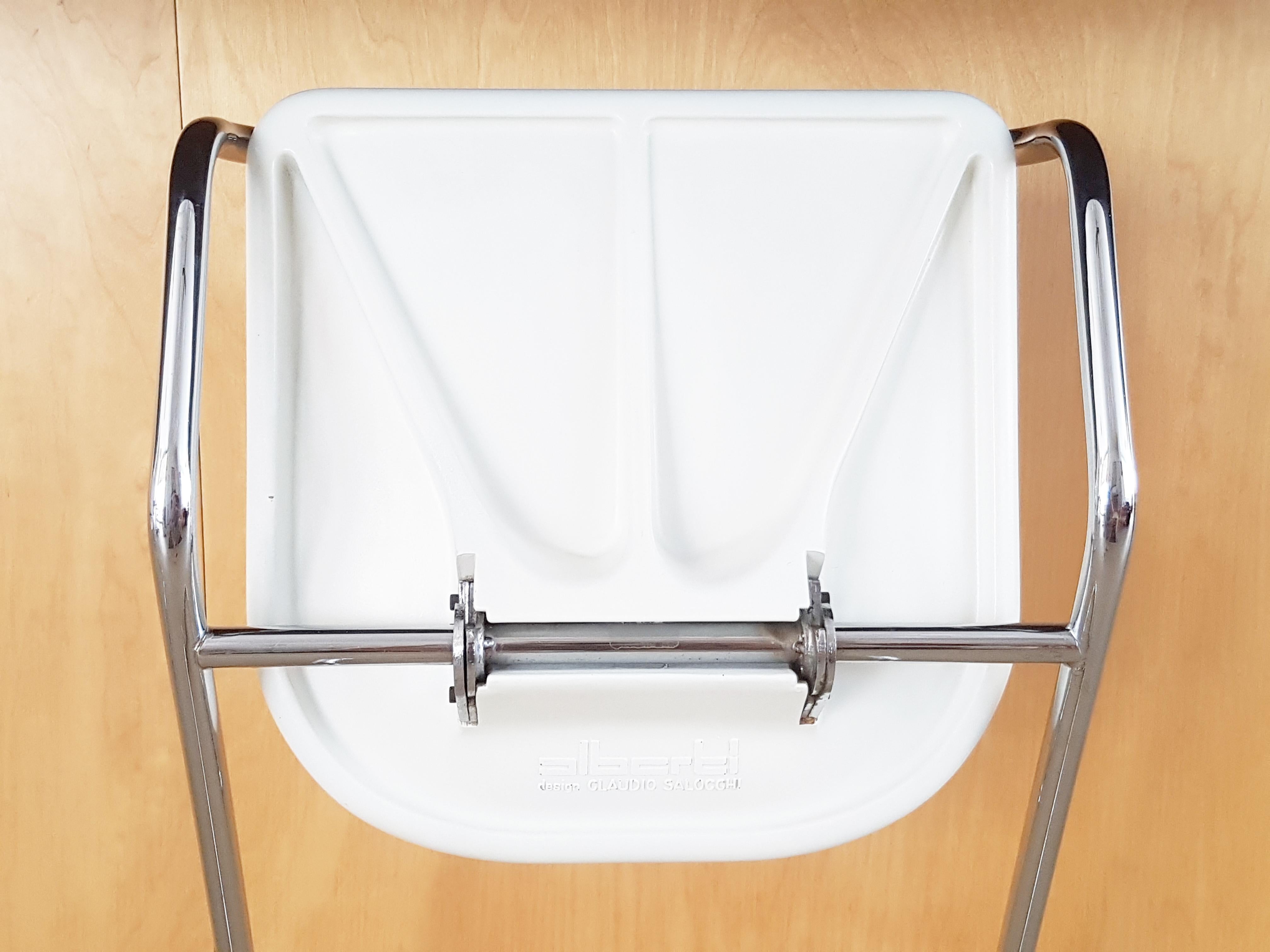 Late 20th Century White Plastic & Chrome Plated Metal 1970s Stools by C. Salocchi for Alberti For Sale