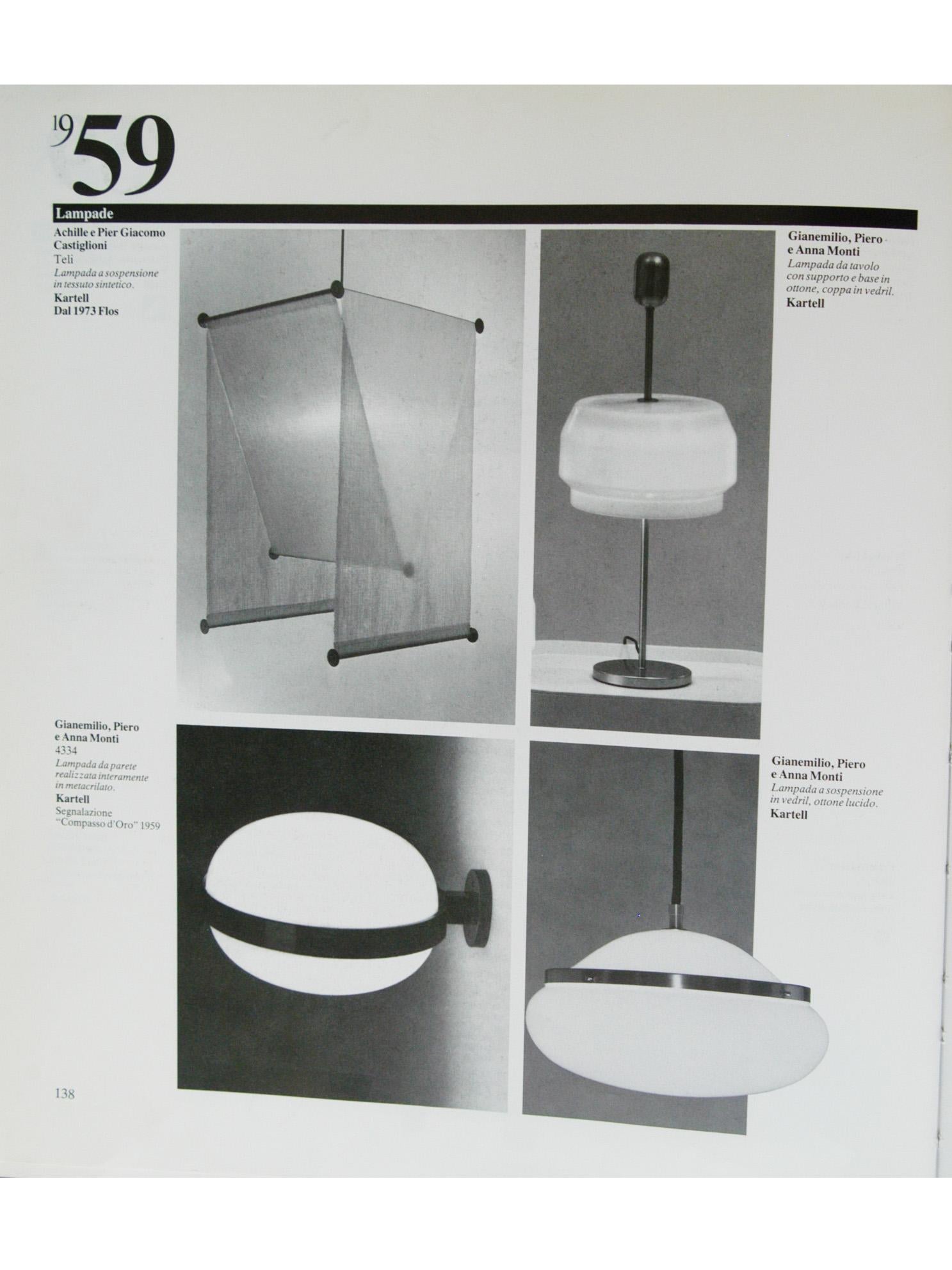 Mid-Century Modern White Plastic Mod 2/5 1959 Pendant Lamp by GPA Monti for Kartell For Sale