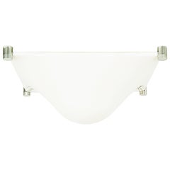 White Plastic & Silver Metal Wall or Ceiling Lamp 1960s Bolla by Martinelli Luce