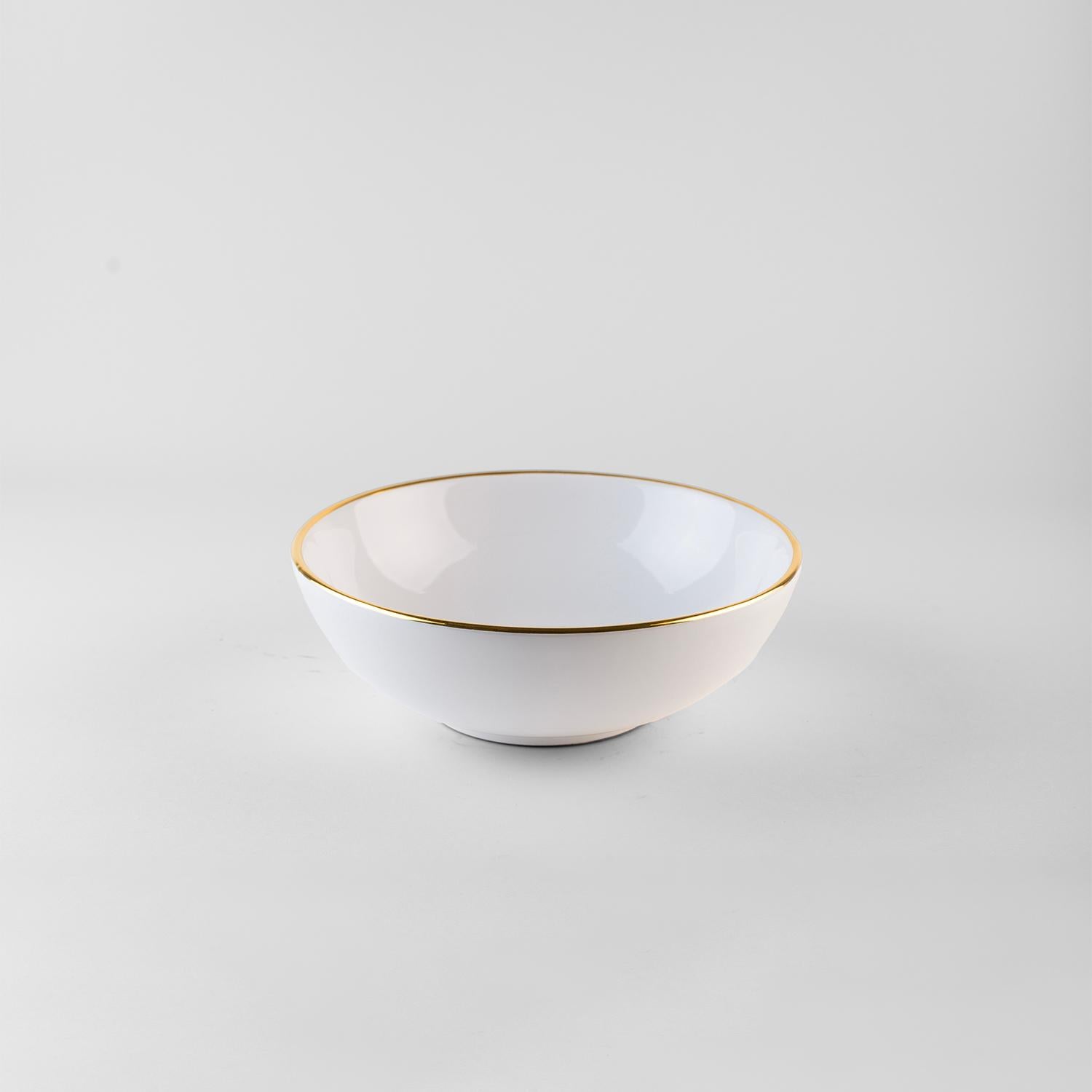 Platos blancos borde dorado: Sopa, soporte, plato auxiliar para 4. Hecho a mano en Italia 2024 Moderno en venta