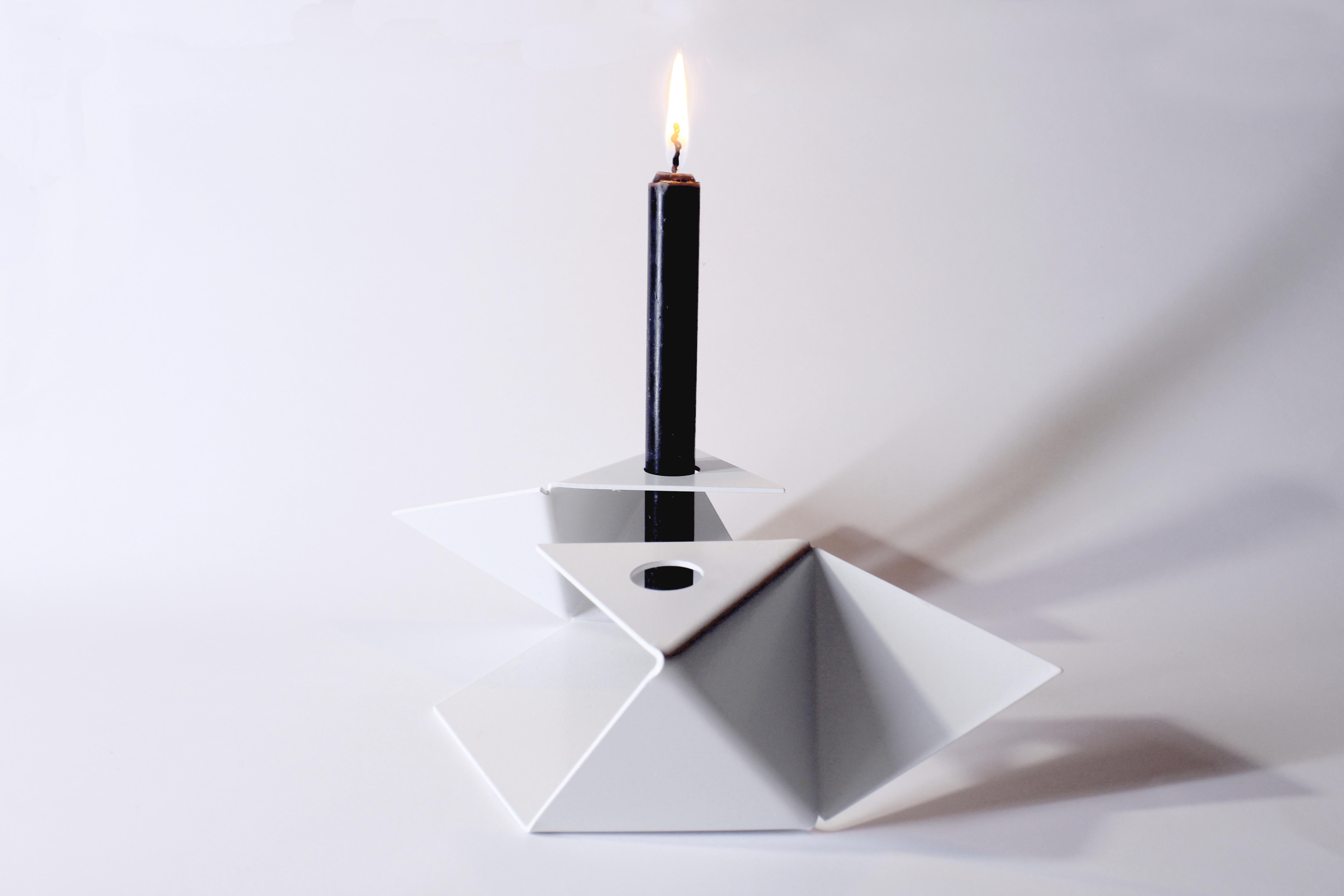 Brazilian White Platonic candleholder (two candles) by Gabriel Freitas For Sale