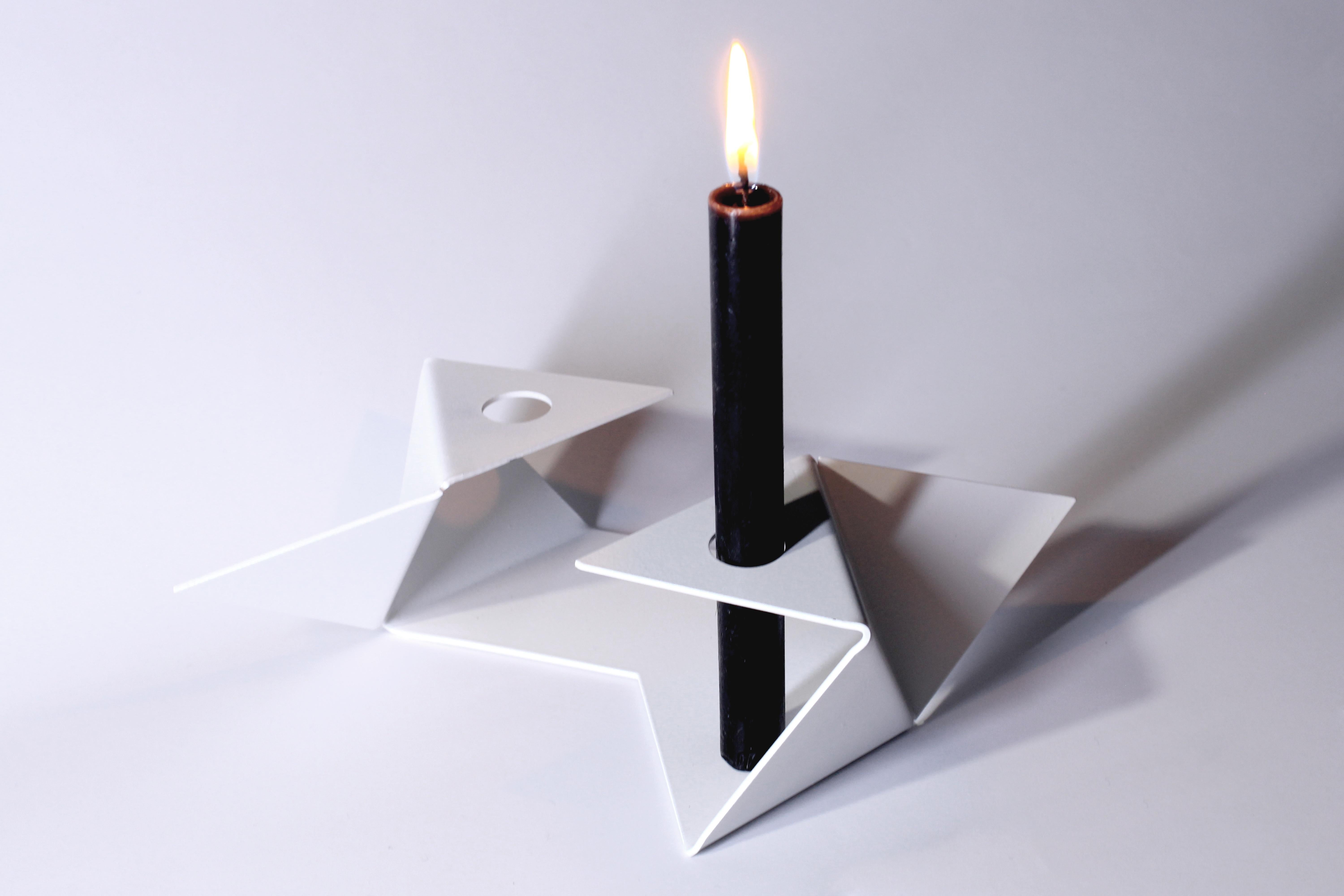 White Platonic candleholder (two candles) by Gabriel Freitas In New Condition For Sale In São Paulo, SP