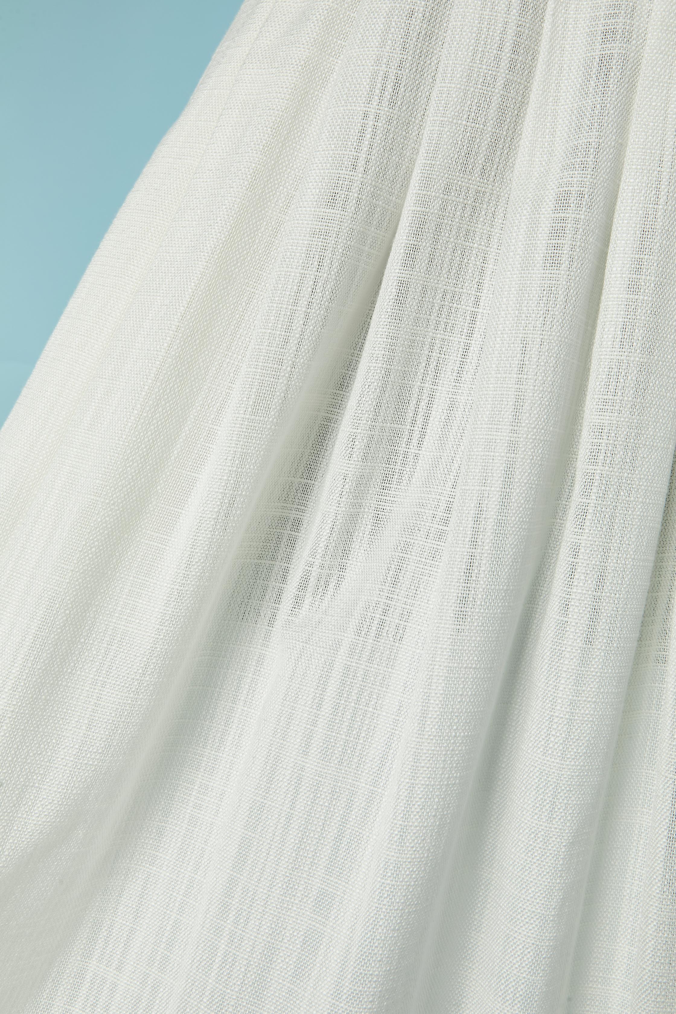 Gris White pleated linen skirt CHRISTIAN DIOR en vente