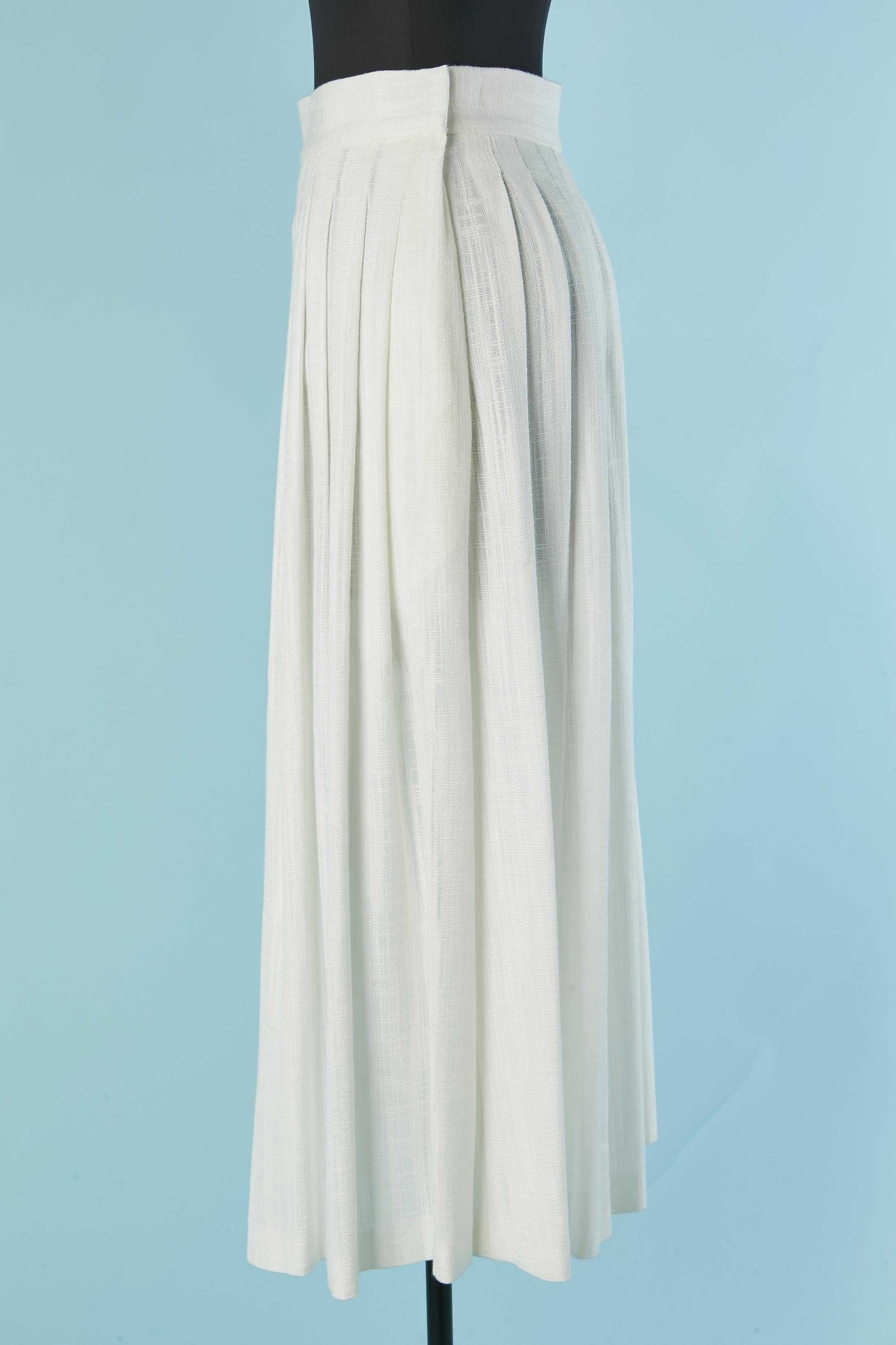 White pleated linen skirt CHRISTIAN DIOR Neuf - En vente à Saint-Ouen-Sur-Seine, FR