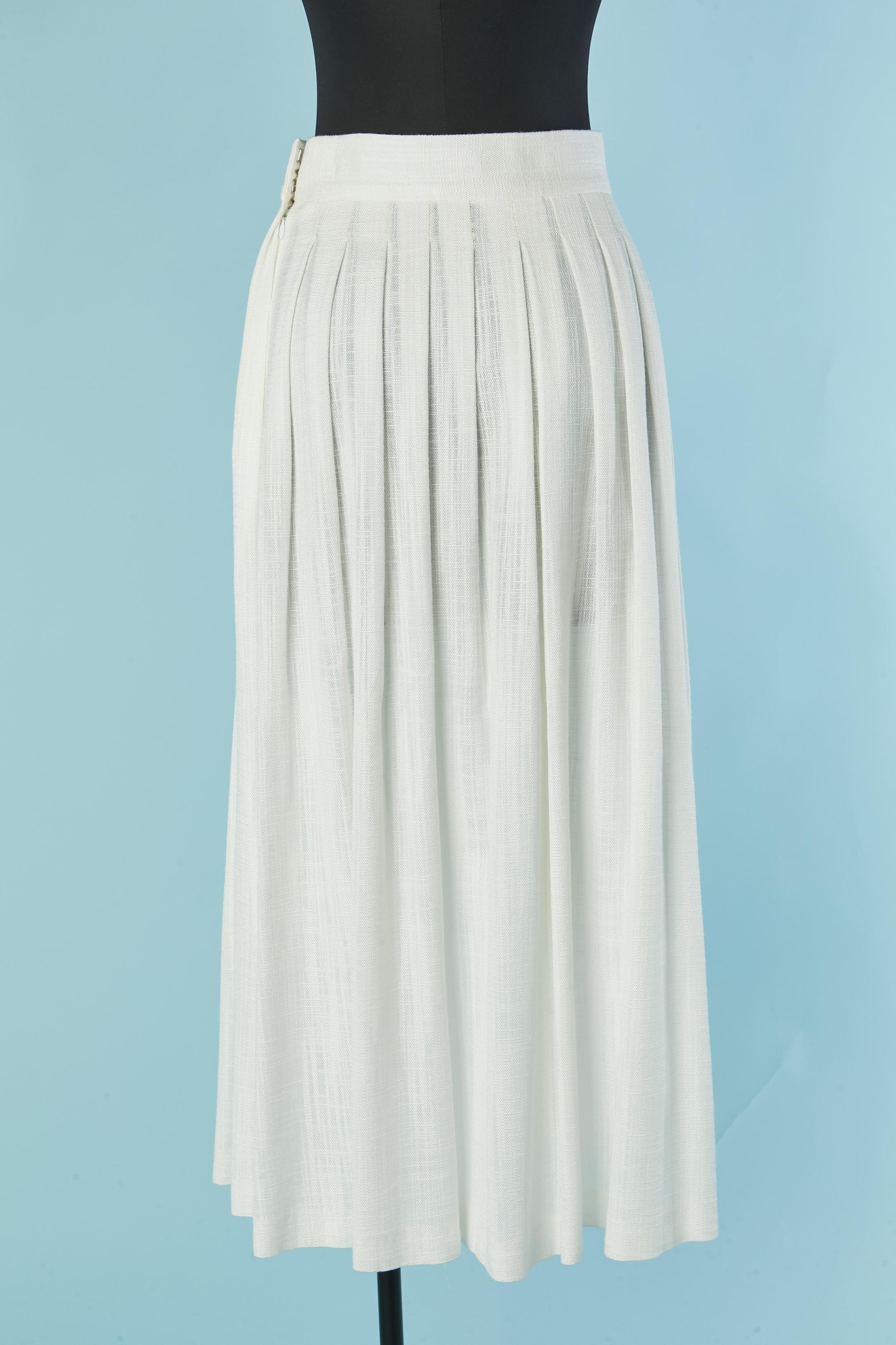 White pleated linen skirt CHRISTIAN DIOR Pour femmes en vente