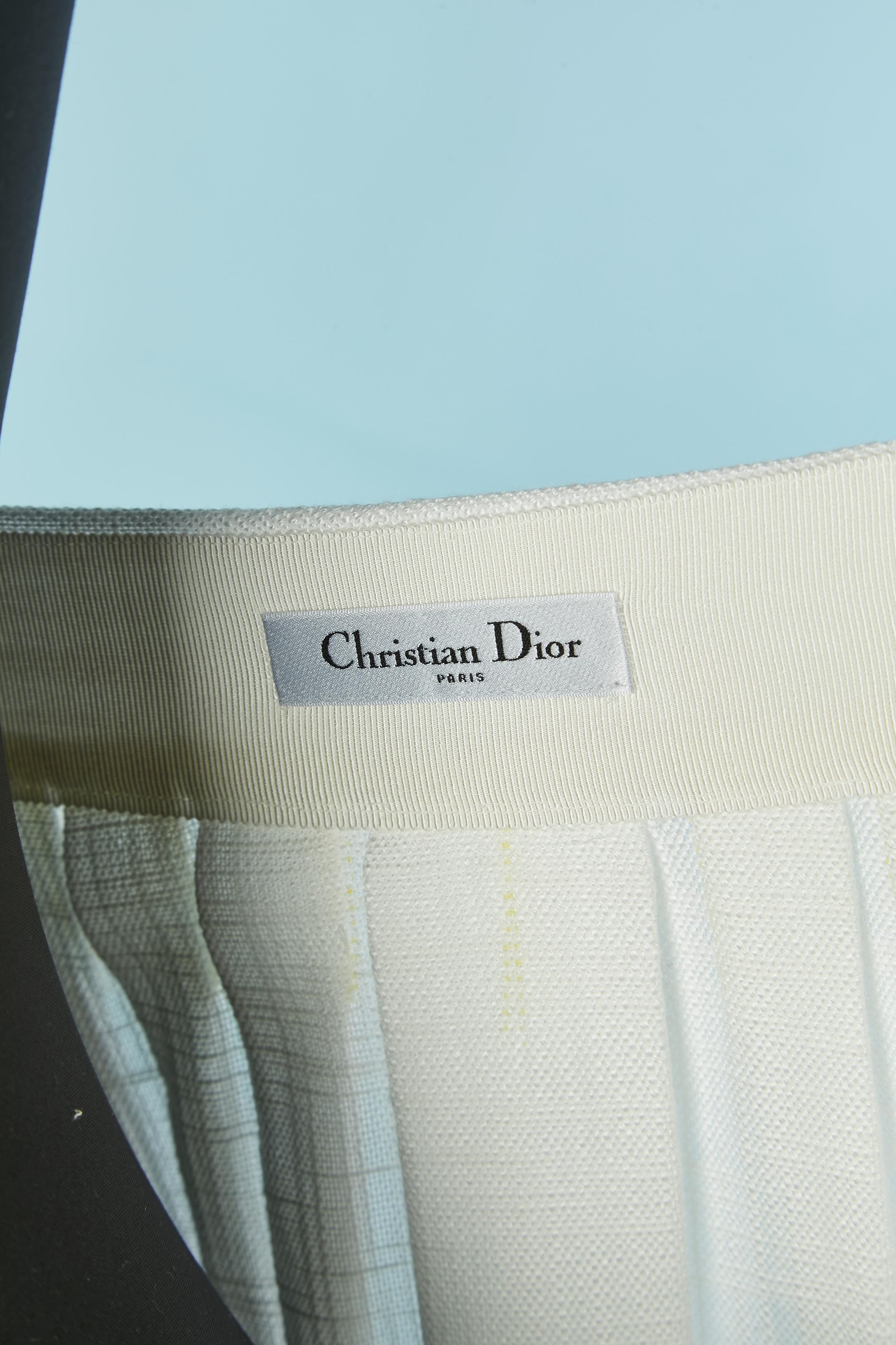 White pleated linen skirt CHRISTIAN DIOR en vente 2