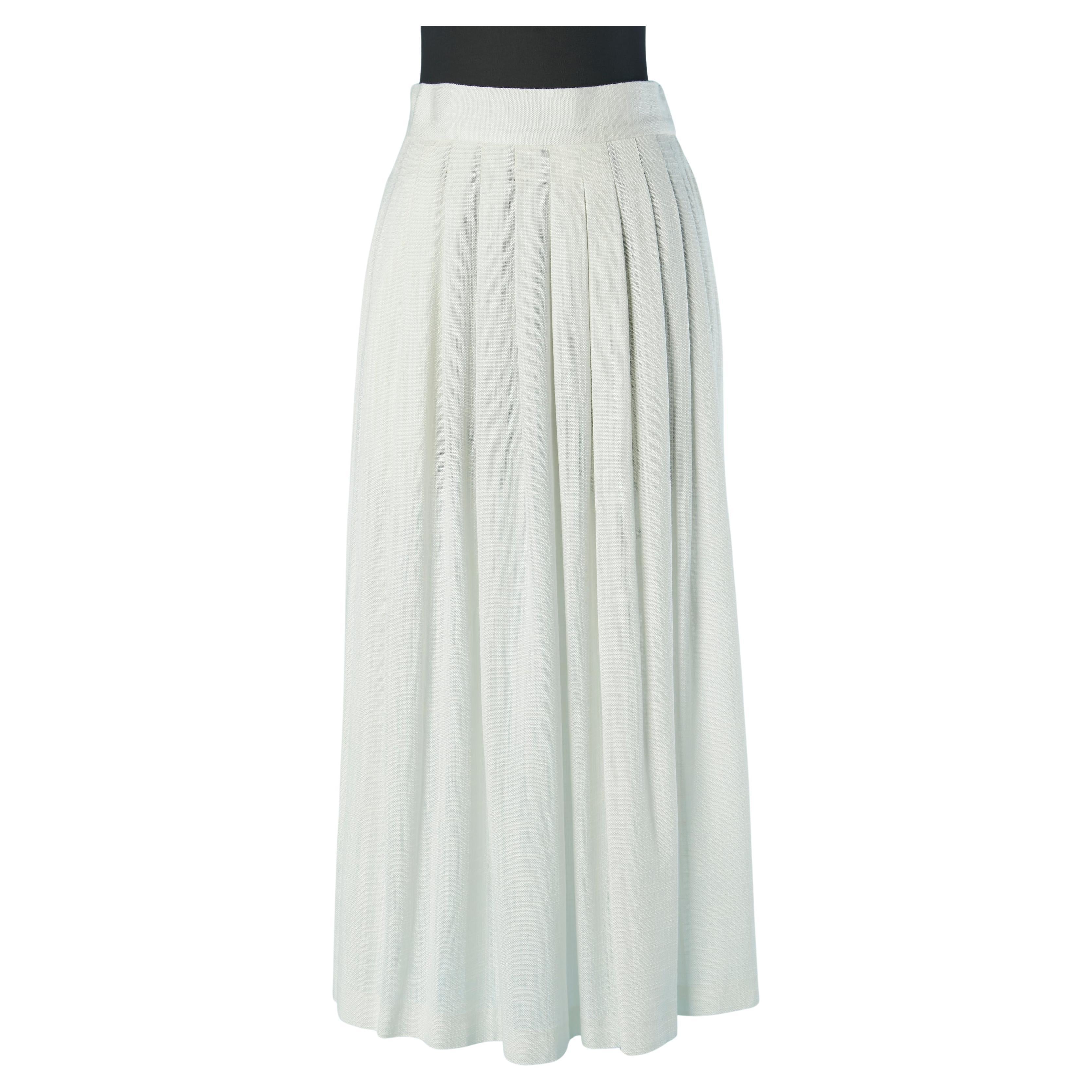 White pleated linen skirt CHRISTIAN DIOR en vente