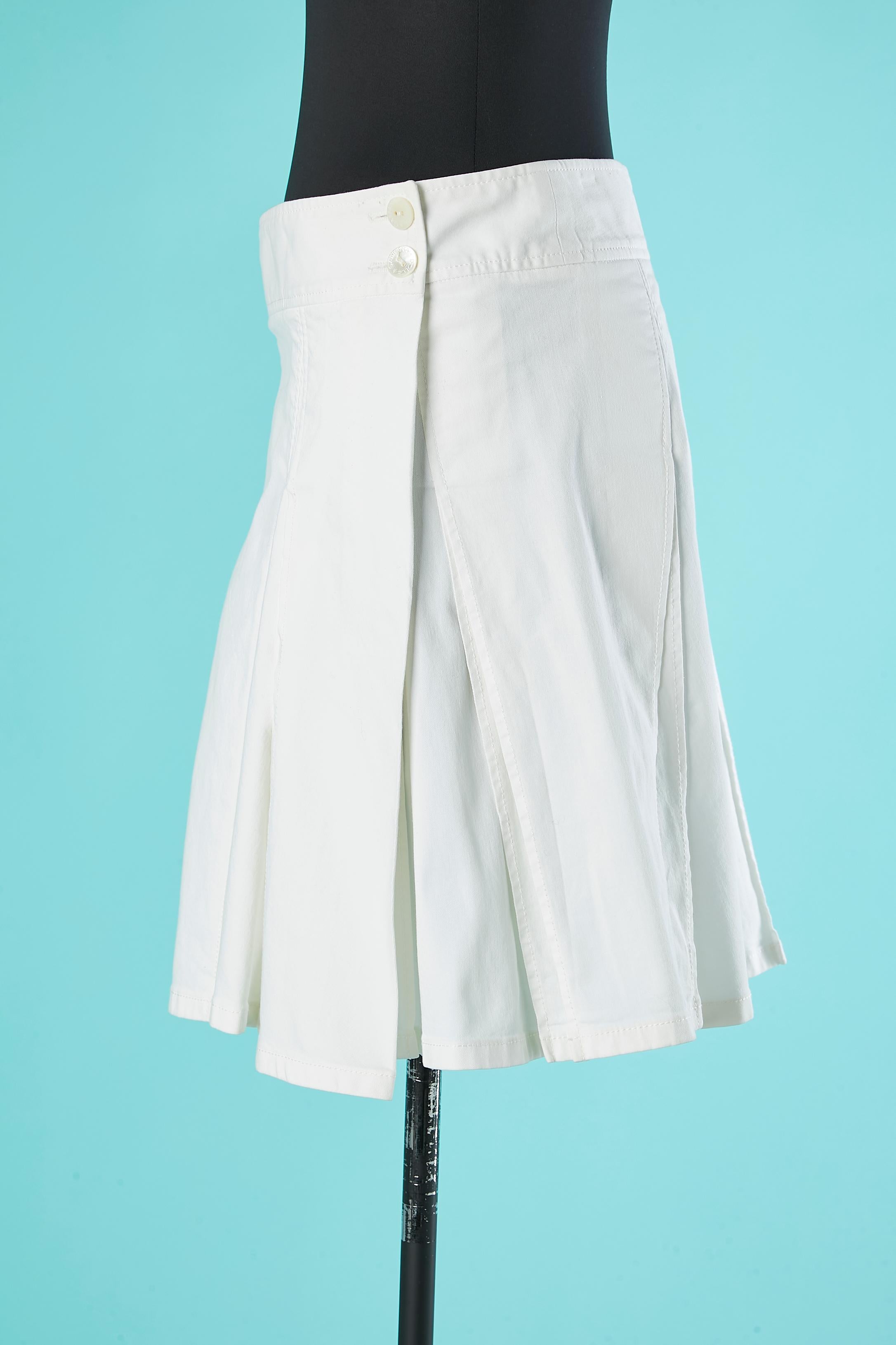 White pleated wrap cotton skirt Dolce & Gabbana In Excellent Condition For Sale In Saint-Ouen-Sur-Seine, FR