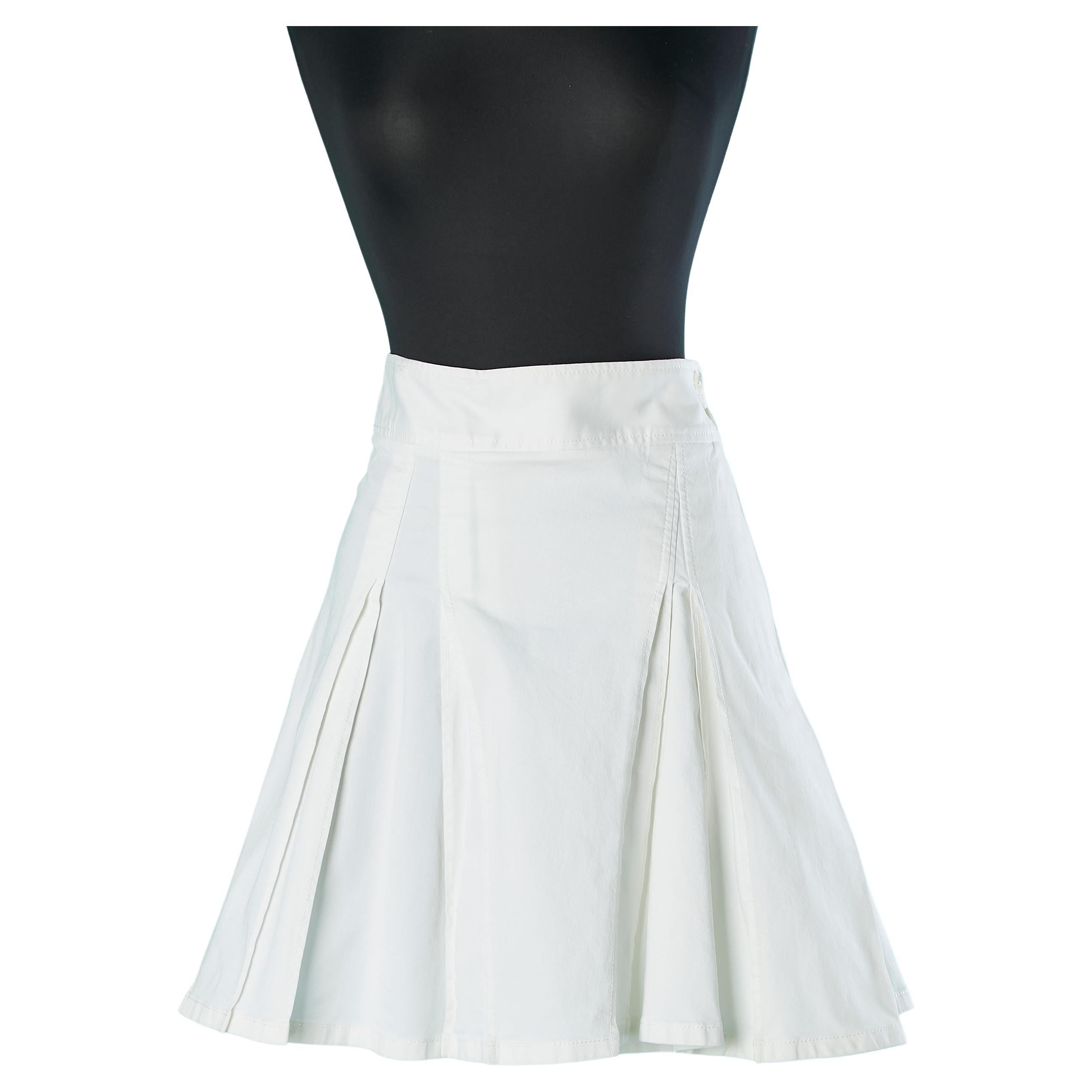 White pleated wrap cotton skirt Dolce & Gabbana For Sale