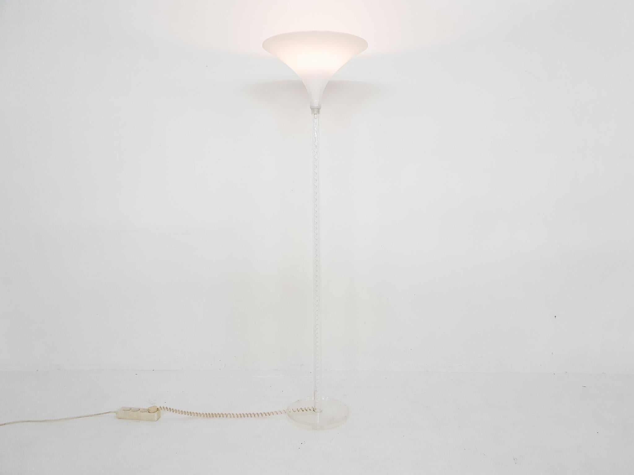 Mid-Century Modern White Plexi Floor Light by Harco Loor, the Netherlands For Sale