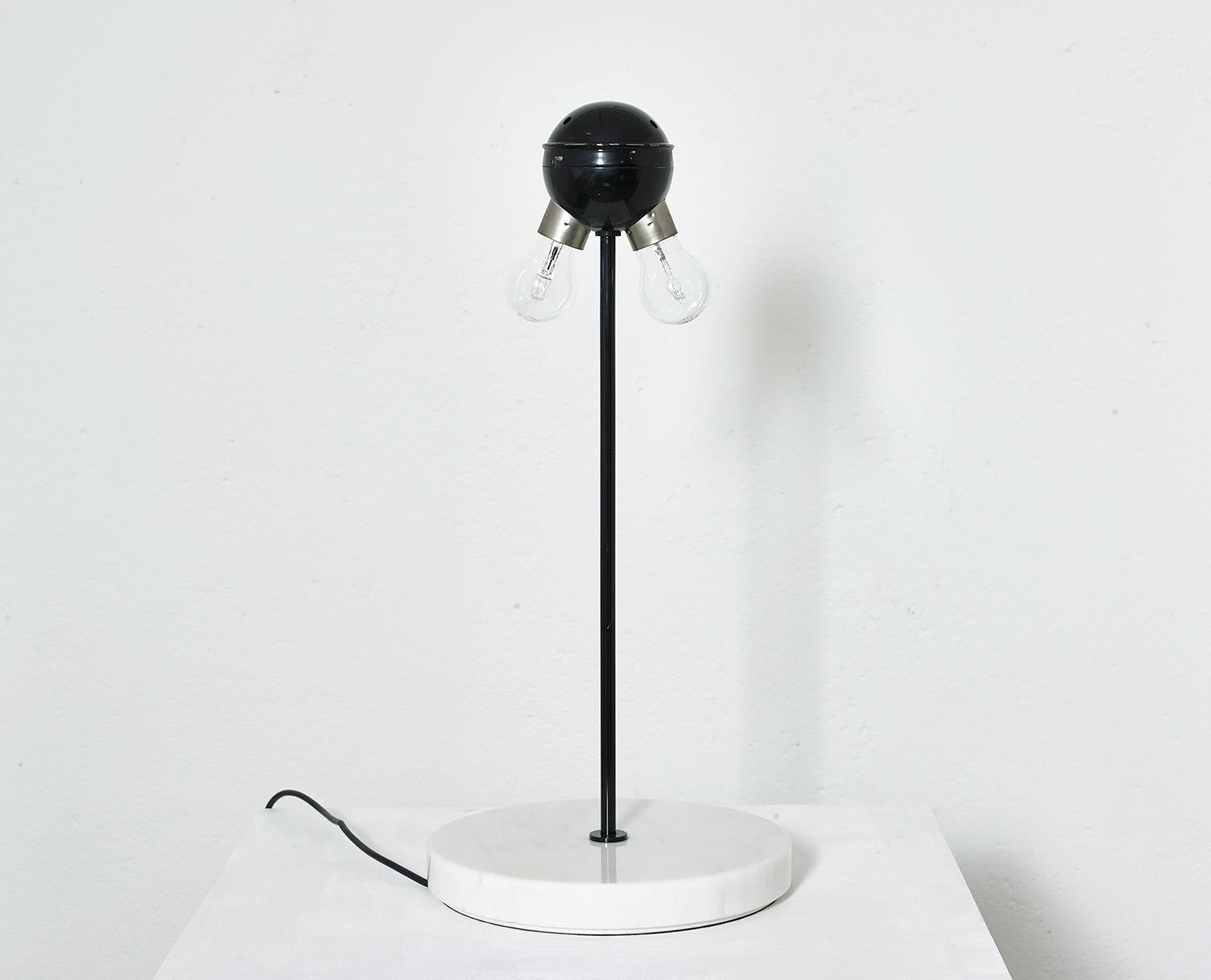 Italian White Plexiglas and Marble Table Lamp Snow by Vico Magistretti, Oluce, 1973
