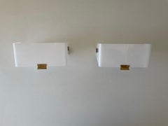 White Plexiglass Adjustable Shade Pair of Sconces, 1950s, Germany