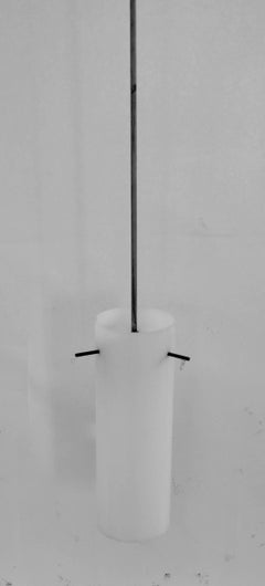 White Plexiglass and Brass Pendant Lights