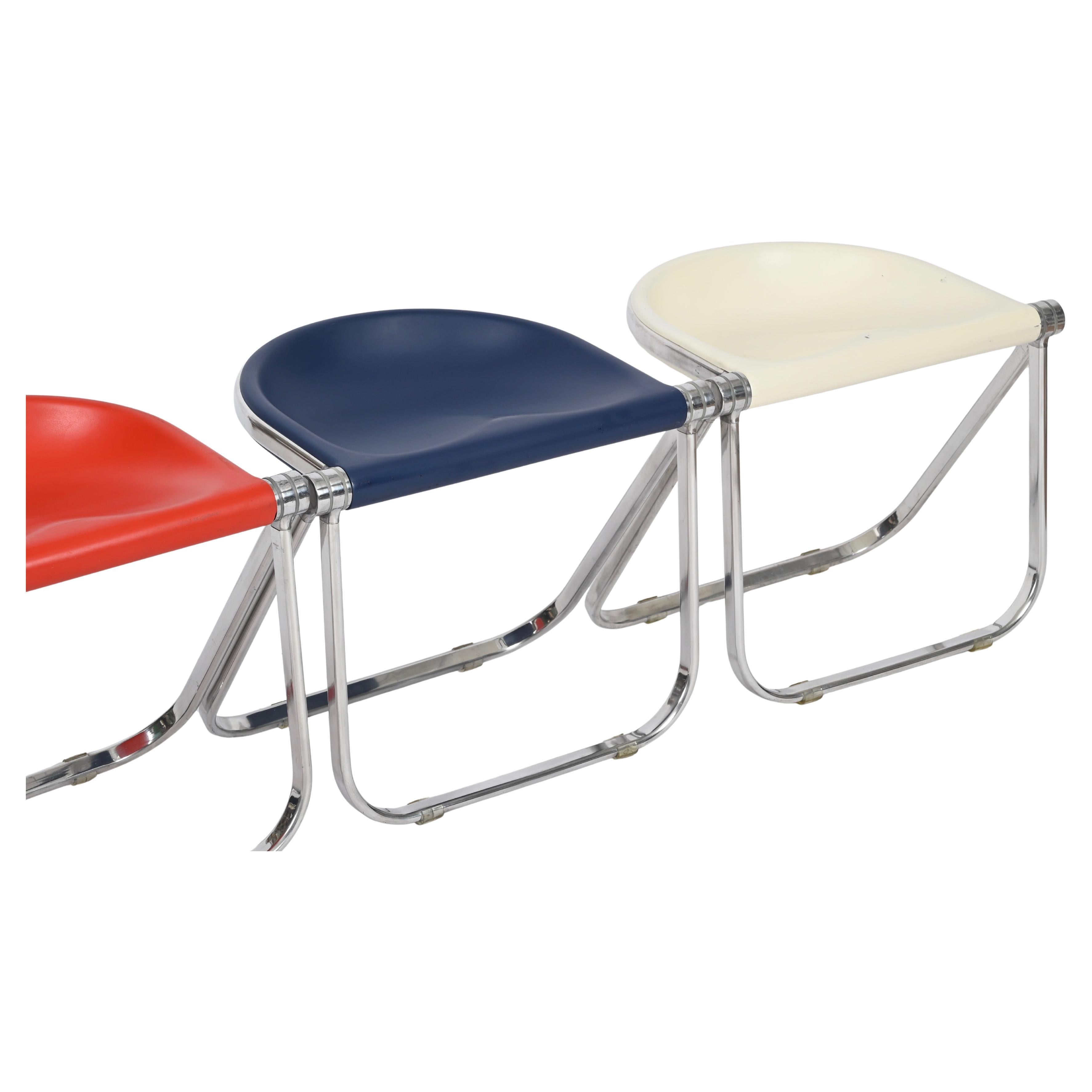 Silla Taburete Plegable Blanca Italiana de G. Piretti para Anonima Castelli, 1960 en venta 4