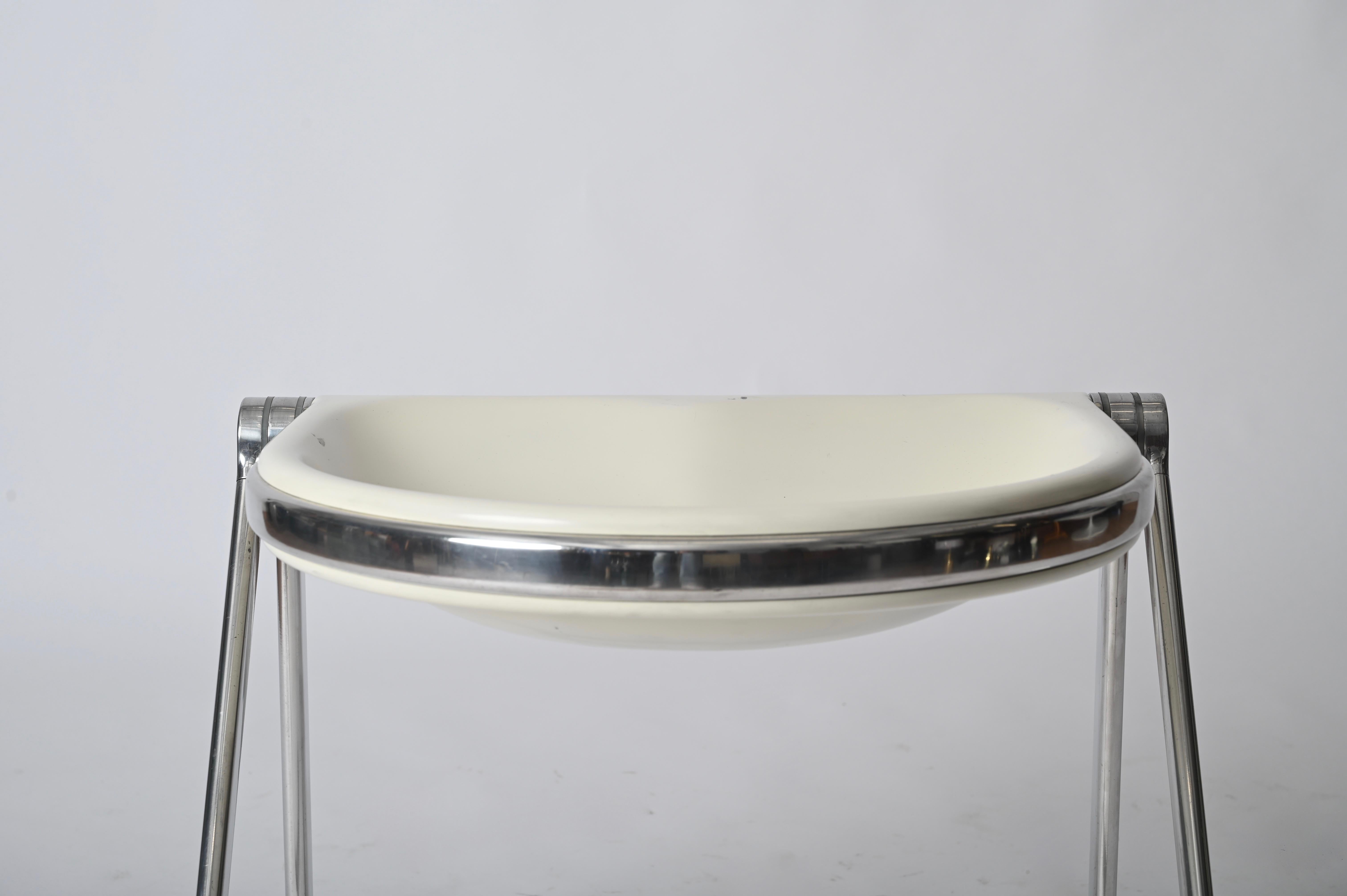 Silla Taburete Plegable Blanca Italiana de G. Piretti para Anonima Castelli, 1960 en venta 8