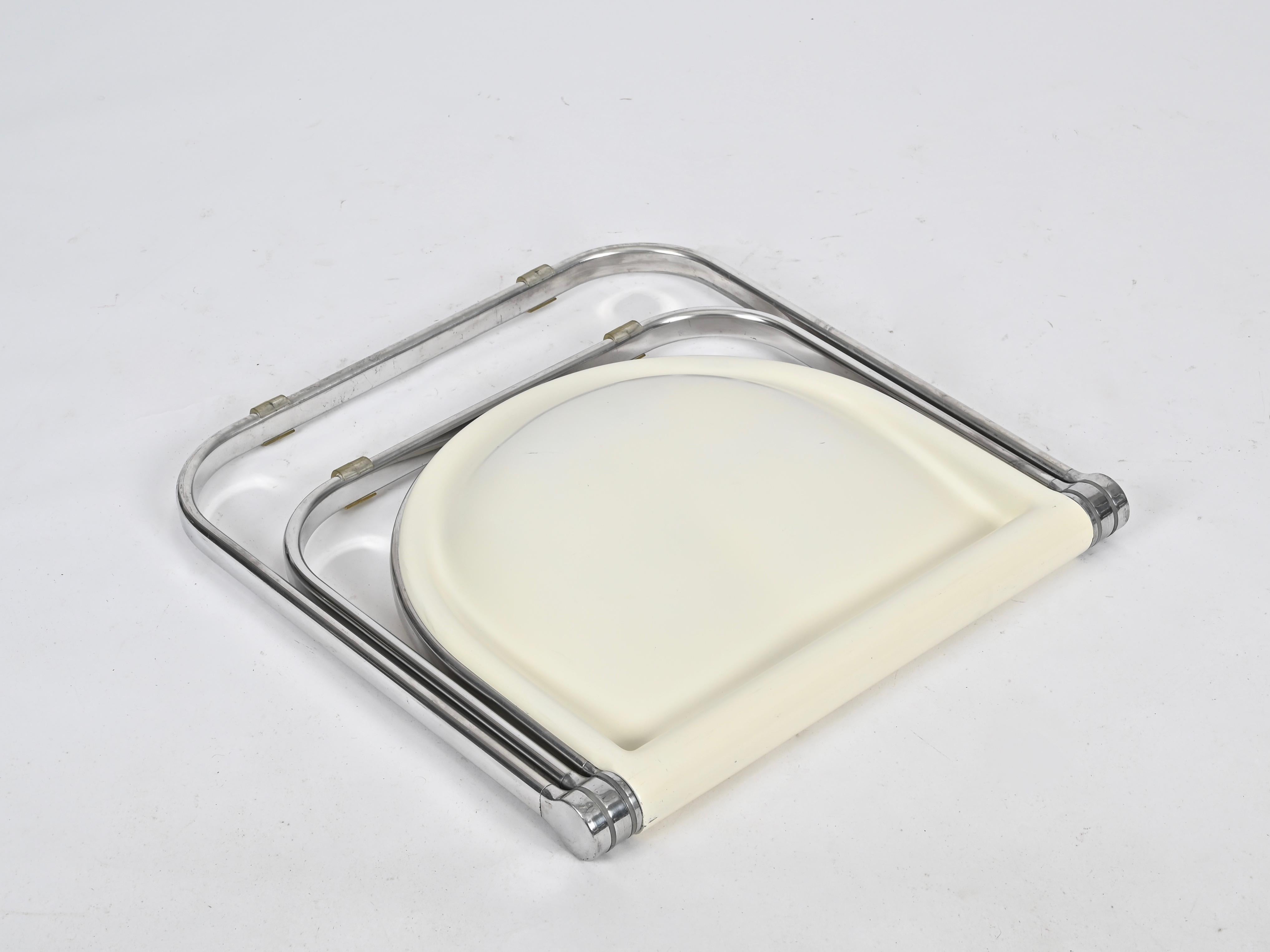 Silla Taburete Plegable Blanca Italiana de G. Piretti para Anonima Castelli, 1960 en venta 10