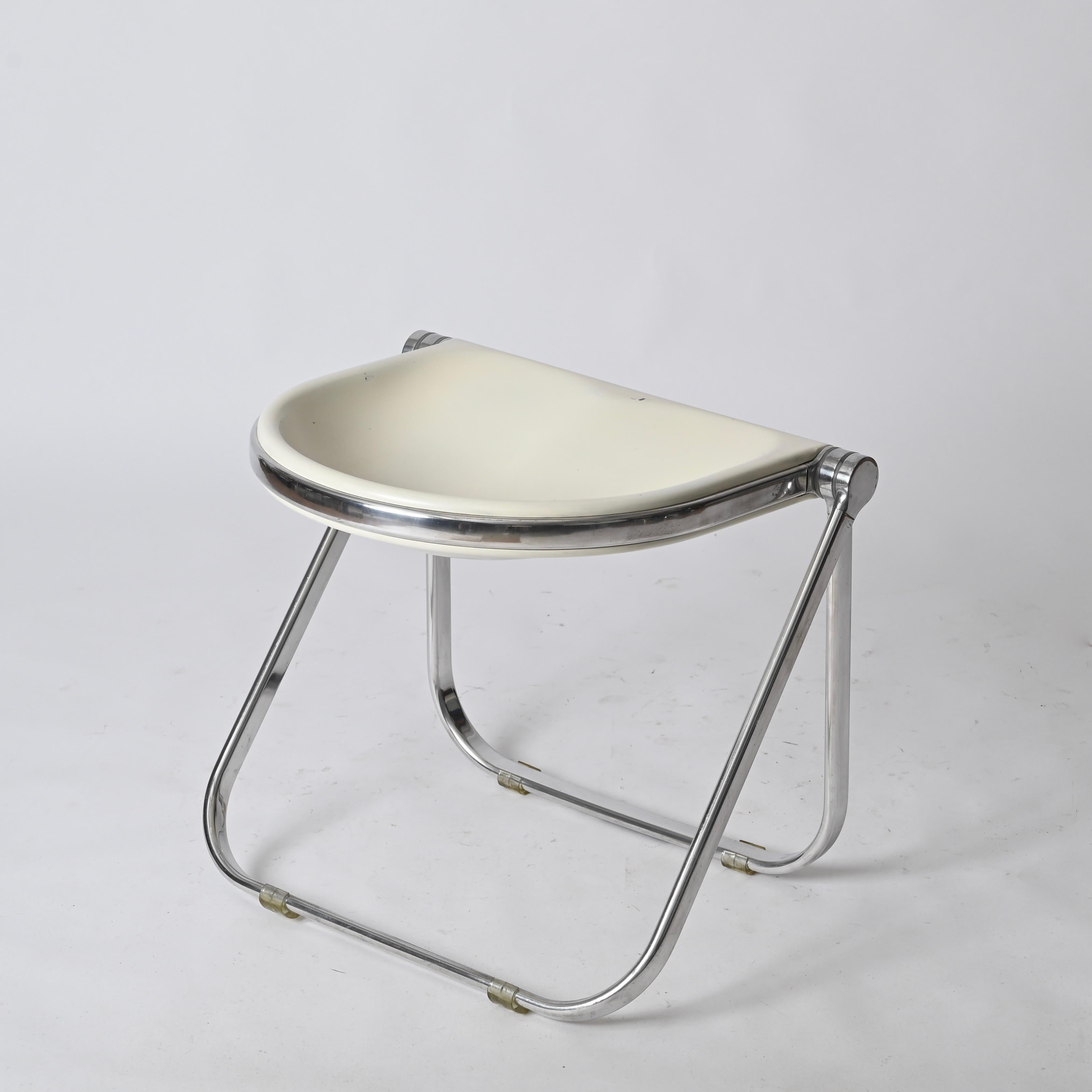 Silla Taburete Plegable Blanca Italiana de G. Piretti para Anonima Castelli, 1960 Moderno de mediados de siglo en venta