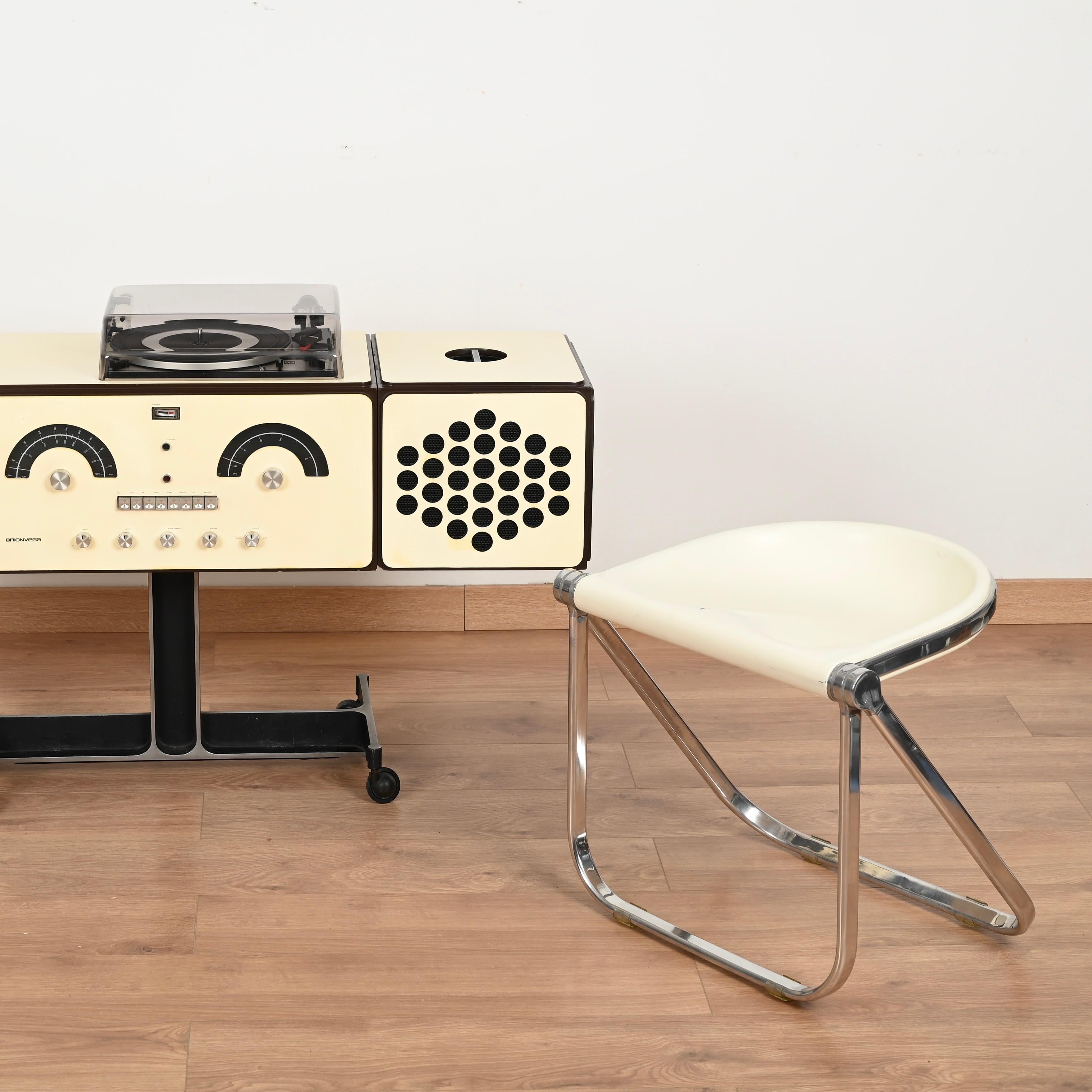 Silla Taburete Plegable Blanca Italiana de G. Piretti para Anonima Castelli, 1960 Italiano en venta