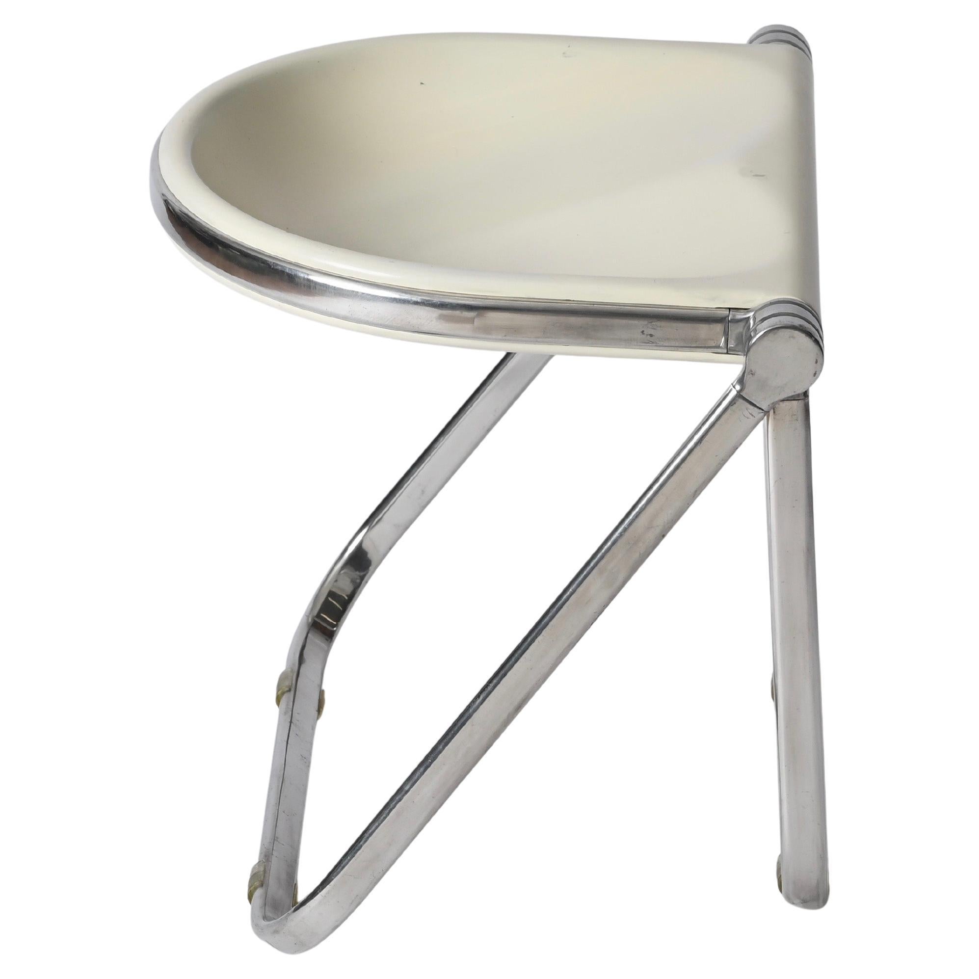 Sedia sgabello Foldes bianca di G. Piretti per Anonima Castelli, 1960