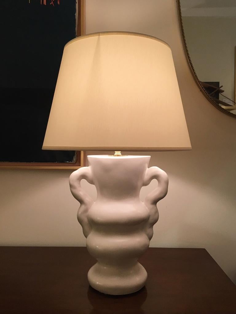 White Polished Plaster Table Lamp, by Dorian Caffot de Fawes 4