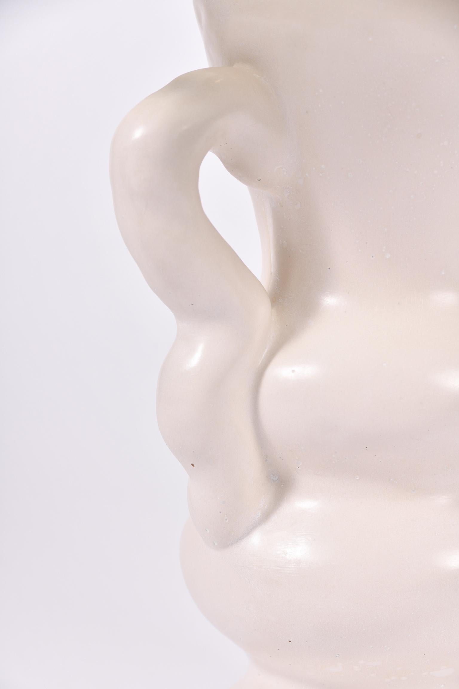English White Polished Plaster Table Lamp, by Dorian Caffot de Fawes