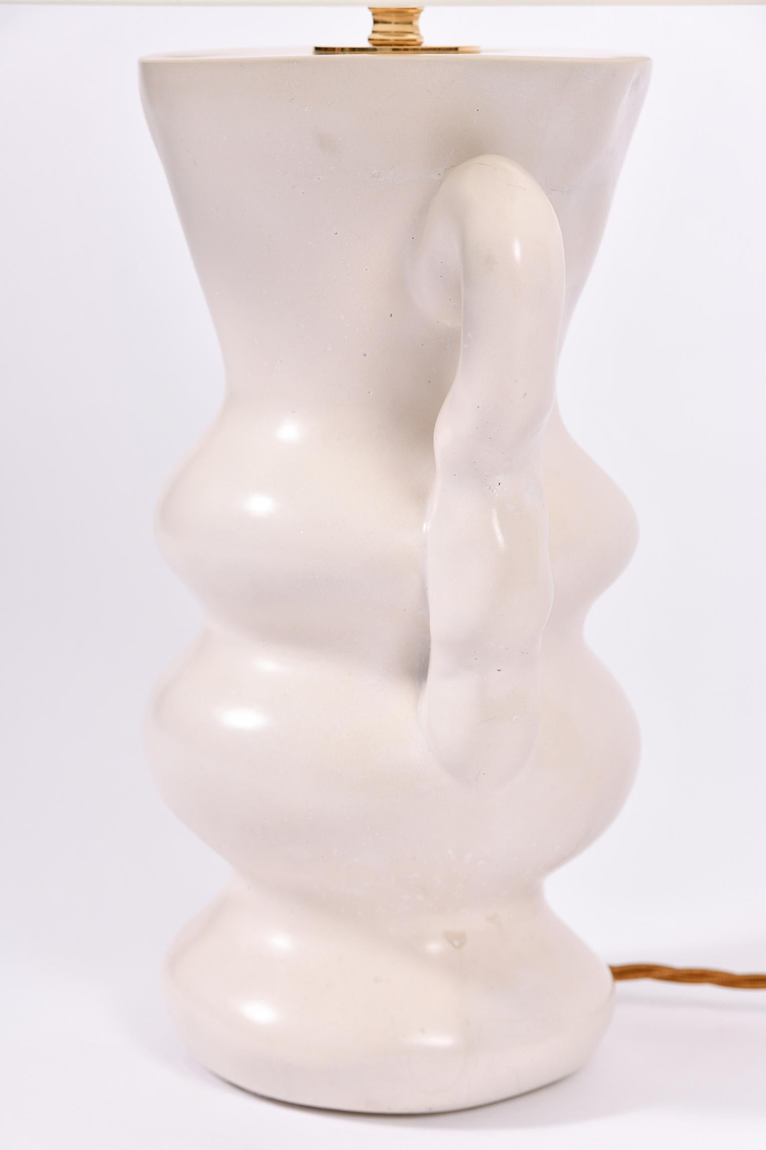 White Polished Plaster Table Lamp, by Dorian Caffot de Fawes In Excellent Condition In London, GB