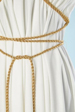 Weißes Polyester-Cocktailkleid mit goldenem Lurex-Braid passementerie Lord & Taylor