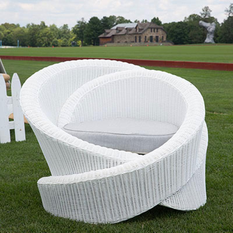 Knotties are a set armchairs in polyethylene waterproof rattan, comprising of sculptural knot forms. The cushions come in a variety of waterproof fabrics.

Edwards Anker says: “The effect of the form imitates the function, which is to embrace the