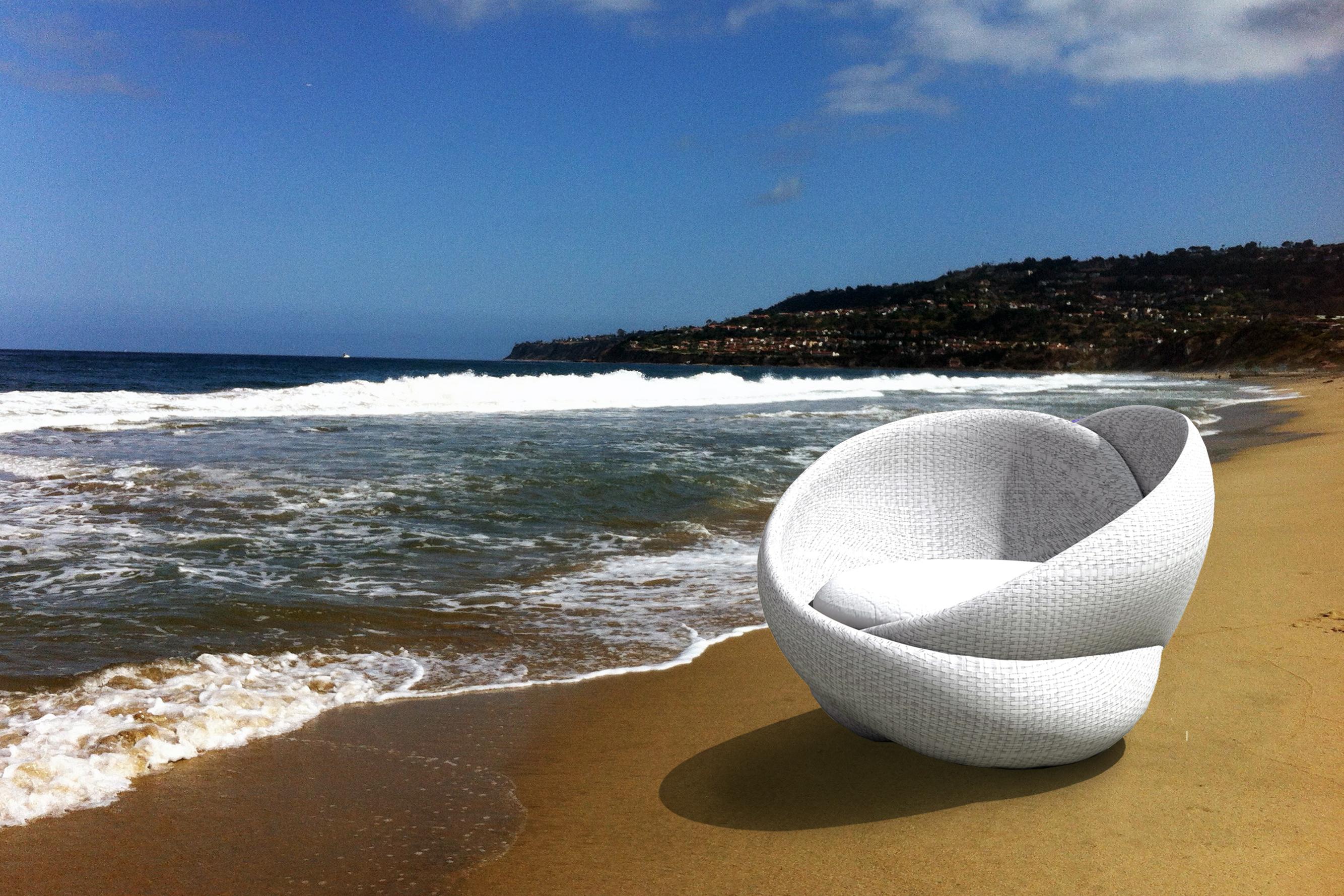 Anodized White Polyethylene Waterproof  Rattan Outdoor Indoor Knotty Armchair with pillow For Sale