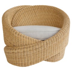 Polyethylene Waterproof Rattan Outdoor Indoor Knotty Armchair with pillow