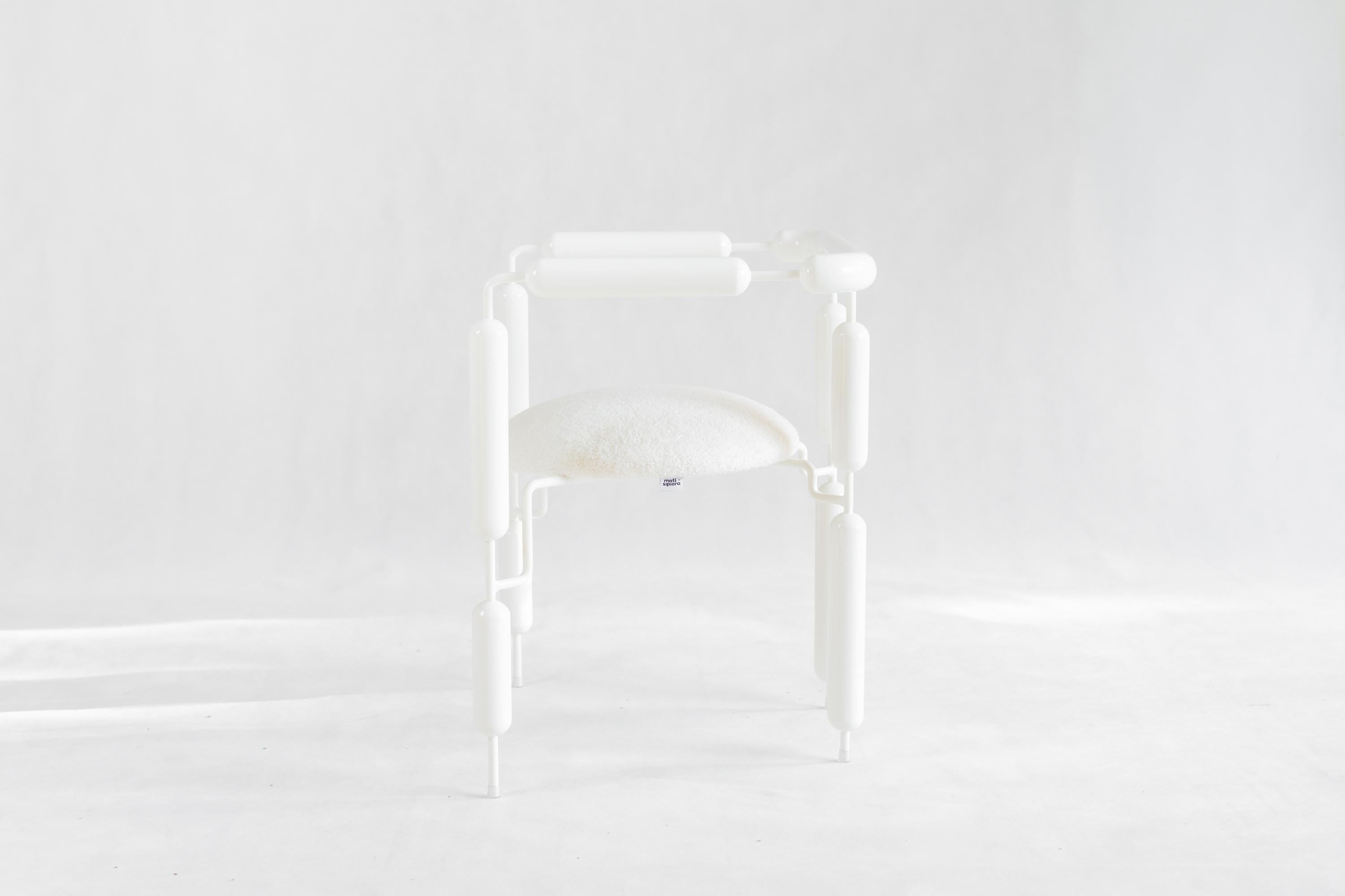 Polish White Poodle Armchair by  Mati Sipiora For Sale
