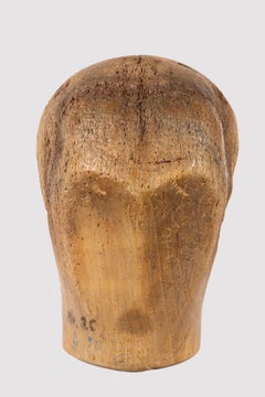White poplar wood head, used for "Perückenkopf" wigs, Germany, mid-18th century.