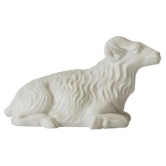 White Porcelain Animal Ram Sculpture