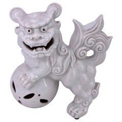 White Porcelain Antique Japanese Foo Dog Sculpture