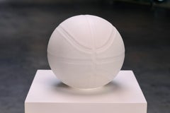White Porcelain Basketball Sculpture by NooN, Handmade in Limoges, France, 2020s