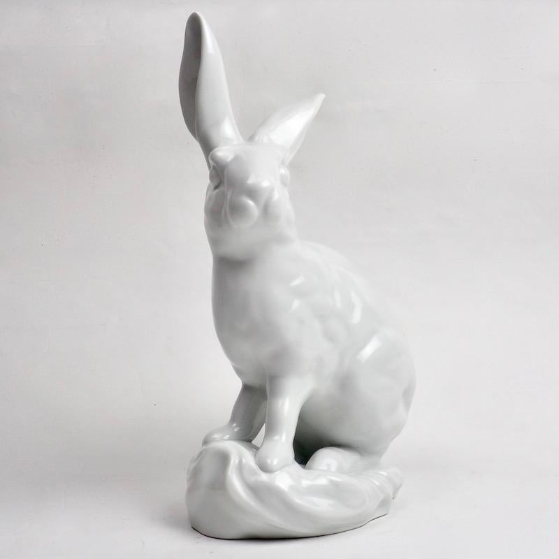 Hungarian White Porcelain Blanc de Chine Rabbit by Eva Vastagh for Herend