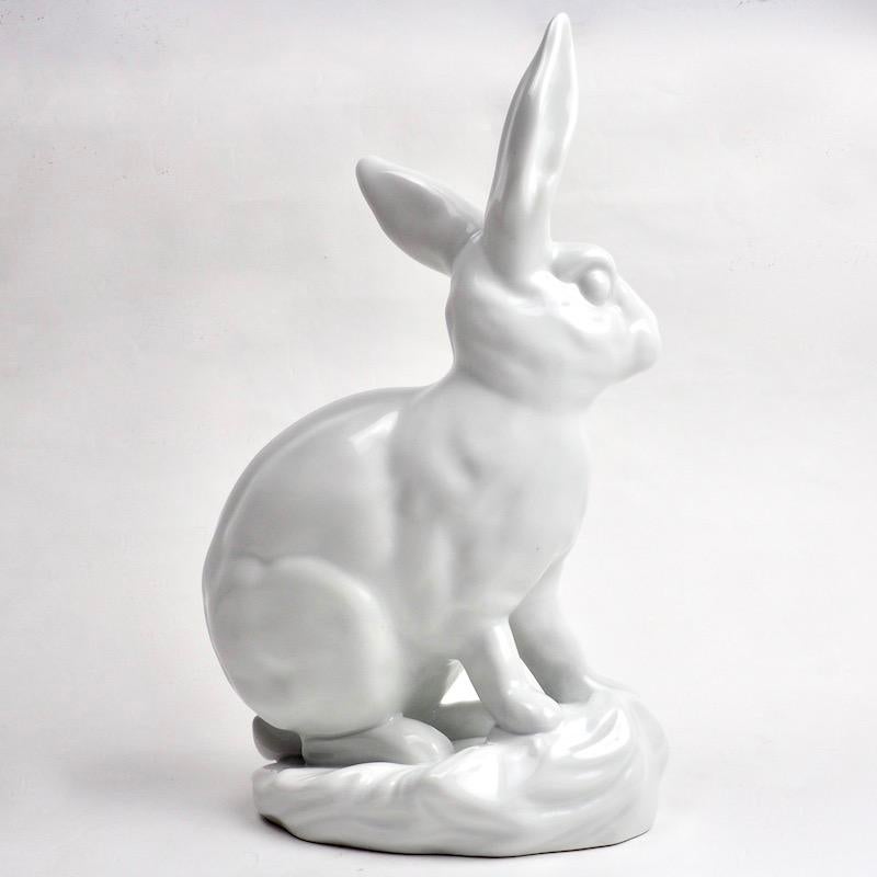 White Porcelain Blanc de Chine Rabbit by Eva Vastagh for Herend 1