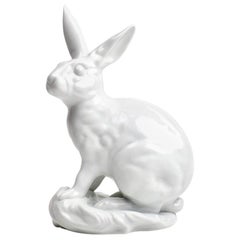 White Porcelain Blanc de Chine Rabbit by Eva Vastagh for Herend