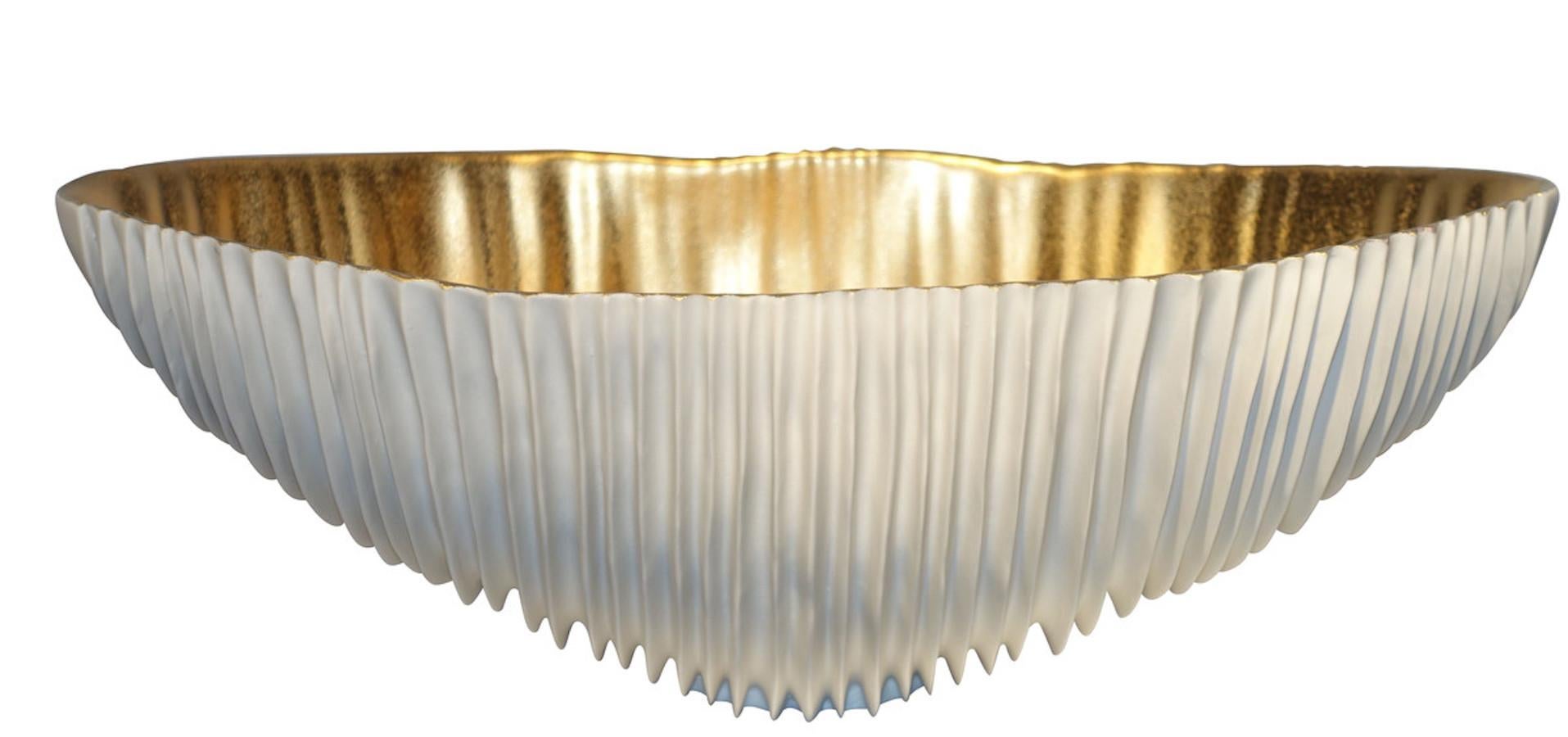 White Porcelain Bowl with Gold Leaf Inside, Italy, Contemporary 1