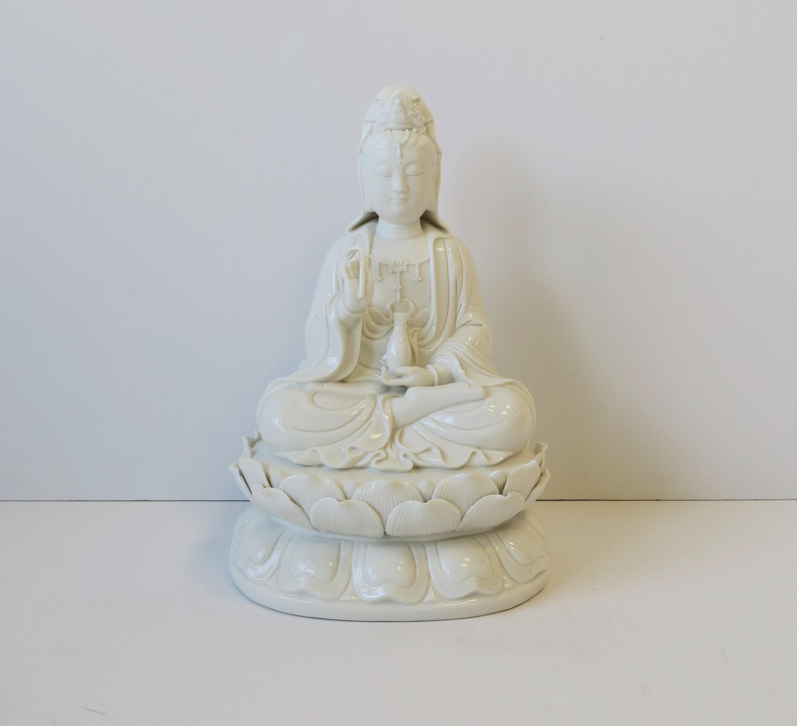 Asian White Blanc-de-Chine Porcelain Buddha