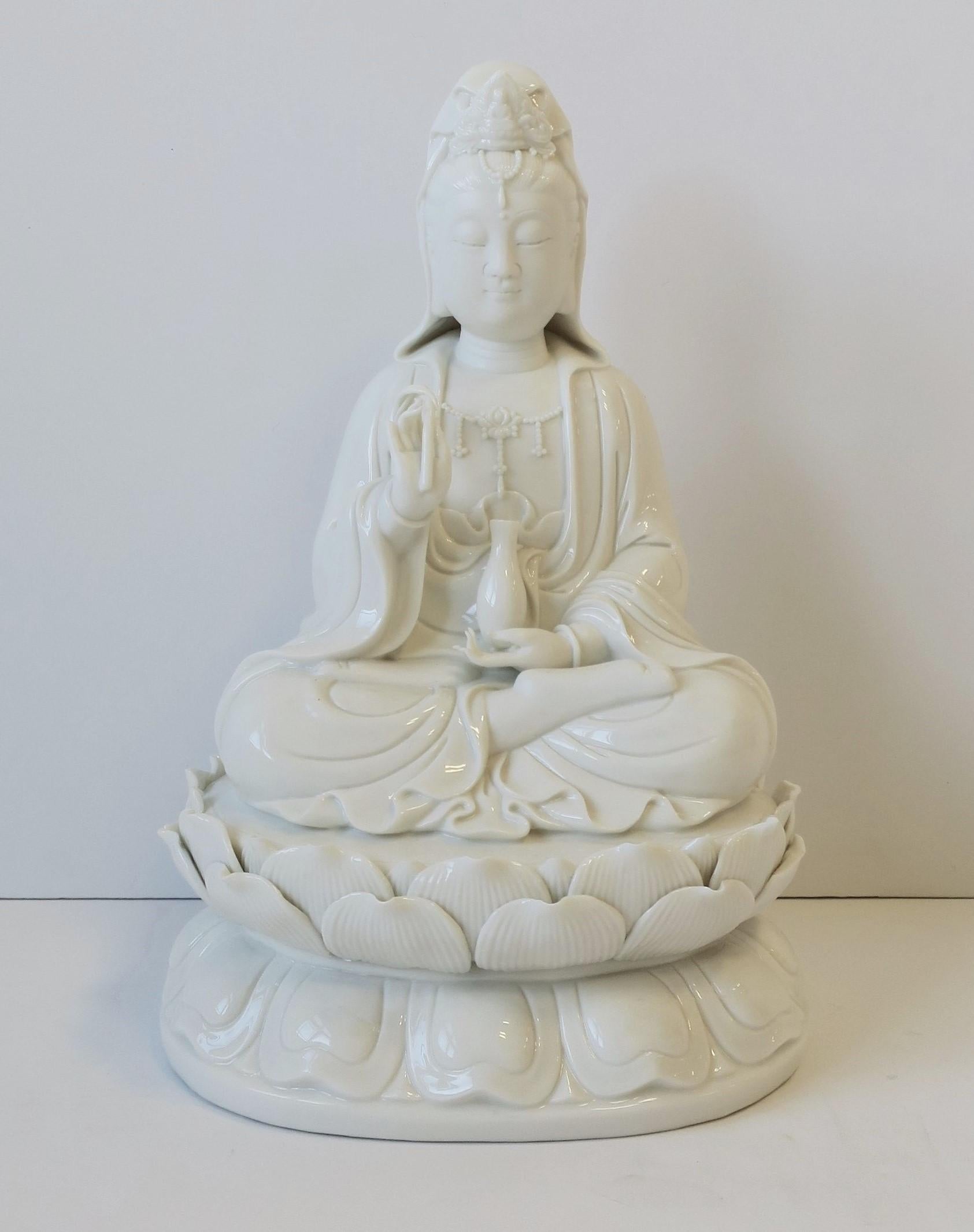 Glazed White Blanc-de-Chine Porcelain Buddha