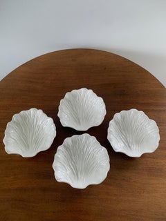 White Porcelain Cabbage Plates, Set of Four