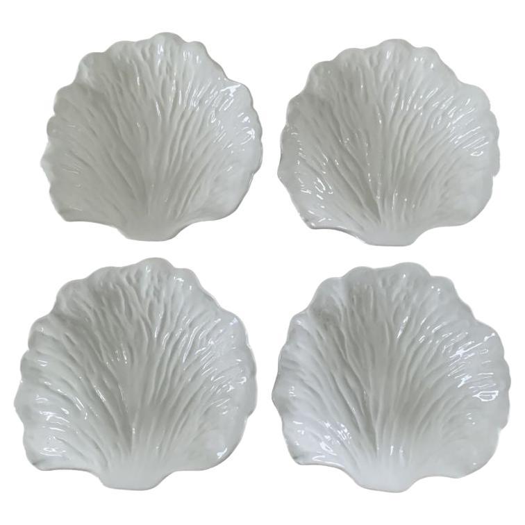 Assiettes  choux en porcelaine blanche, ensemble de quatre