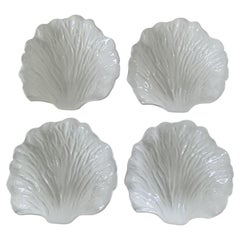 White Porcelain Cabbage Plates, Set of Four