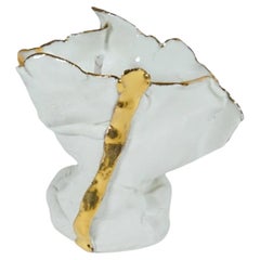 White and Gold Contemporary Porcelain Candle Holder