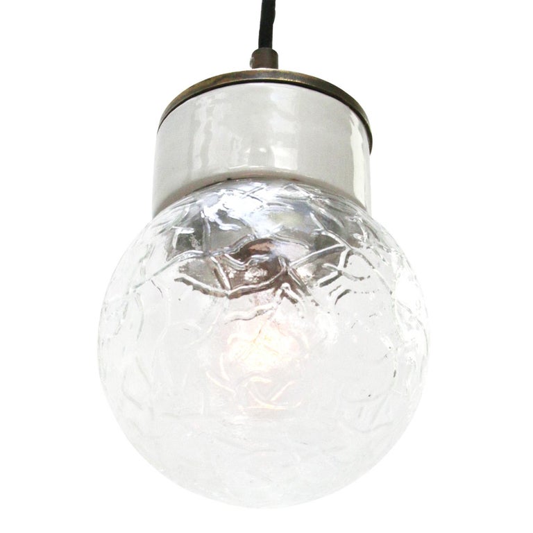 White Porcelain Clear Glass Vintage Industrial Brass Pendant Lights For