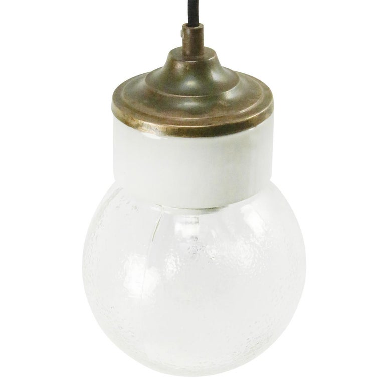 White Porcelain Clear Glass Vintage Industrial Brass Pendant Lights For