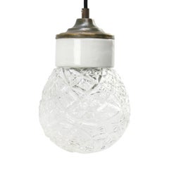 White Porcelain Clear Glass Vintage Industrial Brass Pendant Lights